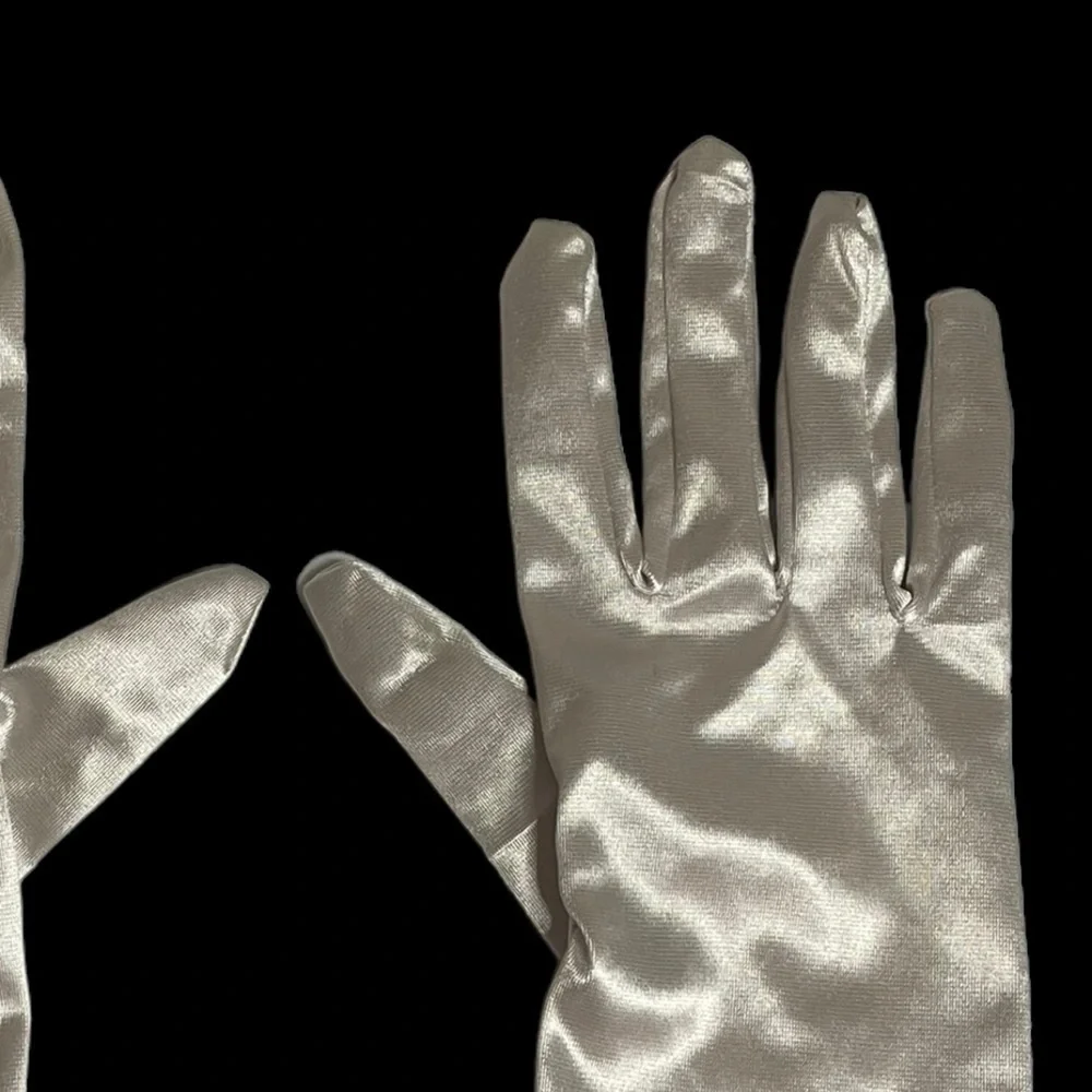 White Sleeves Satin Gloves Off white Women'S Short Satin Bridal Gloves Wrist